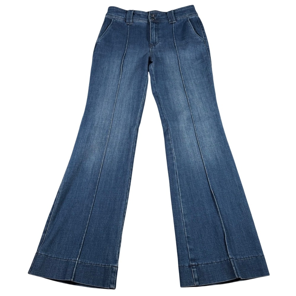 Talbots Flare Jean Women 4 (FITS 29x31) Blue Lapis Wash Front Seam Stretch Denim